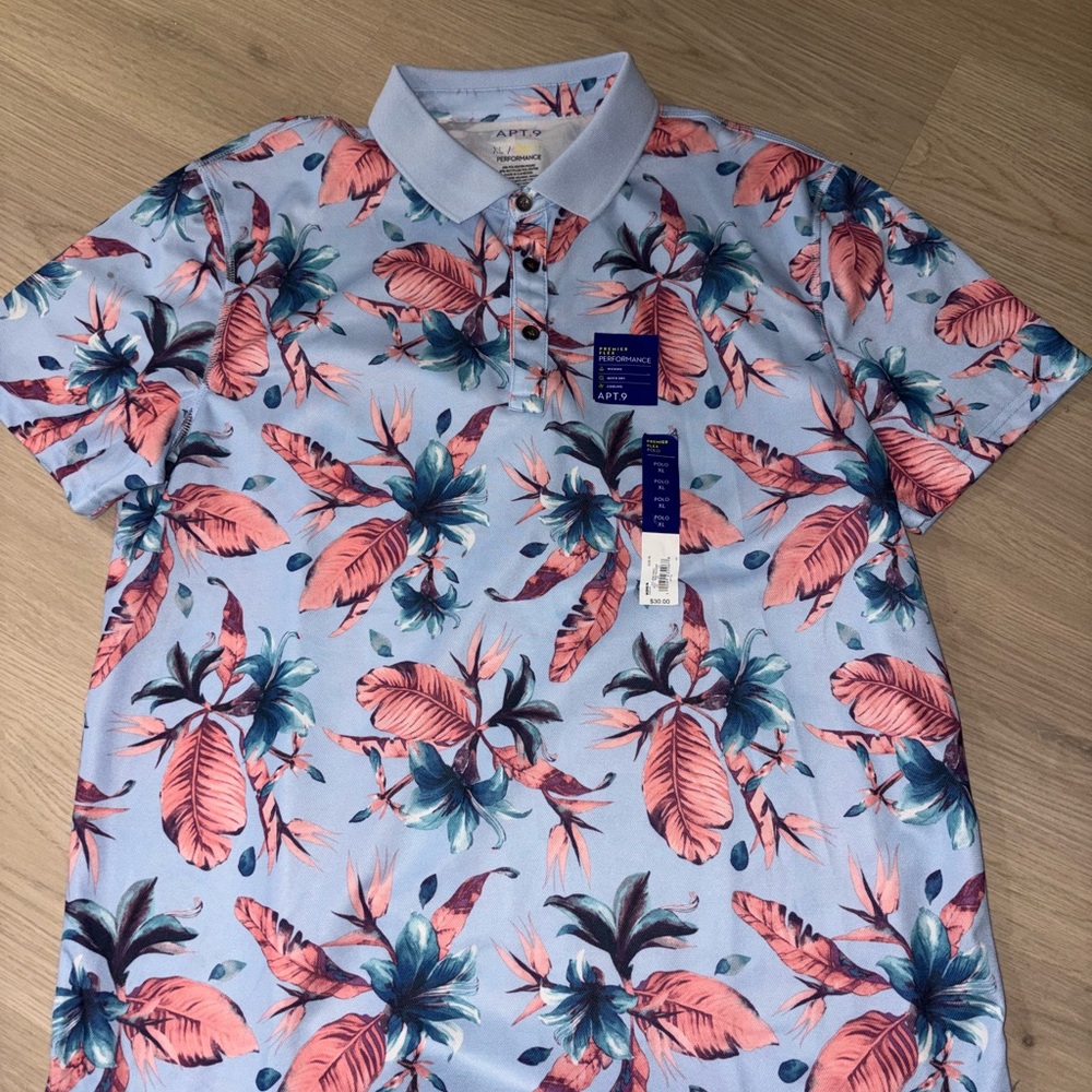 Floral Blue and Pink Men's Polo Shirt